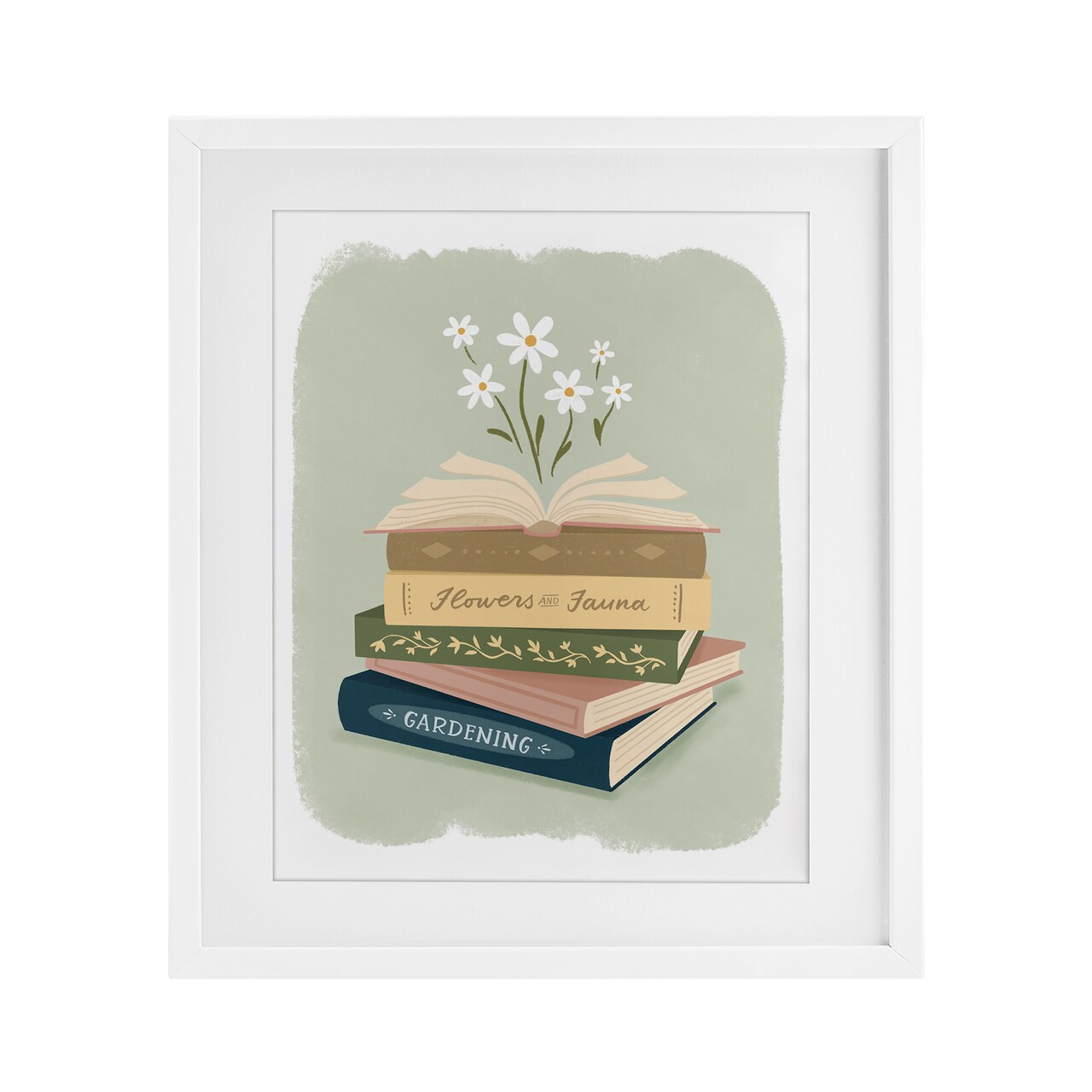 Stupell Industries Open Book Stack Gardening Theme Black Framed Print Under Glass, design by Sandra Picco